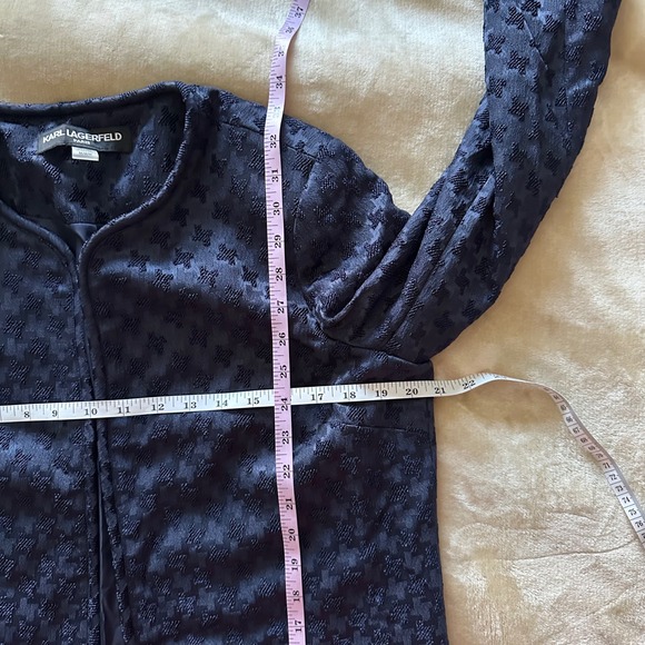 NWT‎ Karl Lagerfeld Paris Jacquard Open Front Jacket Dark Blue Medium - Picture 6 of 9